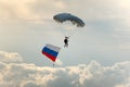 Parachutist with Russia flag. Royalty Free Stock Photo