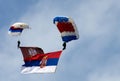 Parachutist with Serbian and army flag Royalty Free Stock Photo