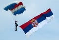 Parachutist with Serbian flag Royalty Free Stock Photo