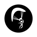 Parachutist silhouette flying icon