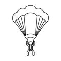 Parachutist silhouette flying icon