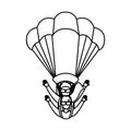 Parachutist silhouette flying icon