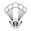 Parachutist silhouette flying icon