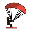 Parachutist silhouette flying icon