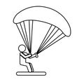 Parachutist silhouette flying icon