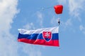 Parachutist with Slovak national flag