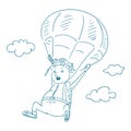 Parachutists sketch style, vector illustration.