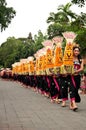 Parade of Balinese girls in traditional dress