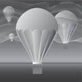 The parade of balloons. Dark gray illustration