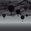 The parade of balloons. Dark gray illustration