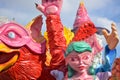 A parade of colorful and grotesque masks to celebrate new year