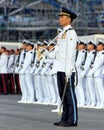 Parade Commander standing at attention during NDP Royalty Free Stock Photo