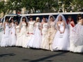 parade of fiancees is in Kharkov (Ukraine) Royalty Free Stock Photo