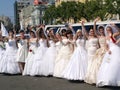 parade of fiancees is in Kharkov (Ukraine) Royalty Free Stock Photo