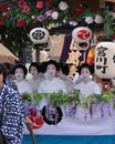 Parade of flowery Geisha girls at Gion festival Royalty Free Stock Photo