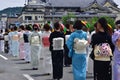 Kimono girls' parade of Gion festival, Kyoto Japan.