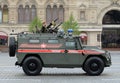 Parade in honor of Victory Day in Moscow. Russian multi-purpose armored car `Tiger-M` military police Royalty Free Stock Photo