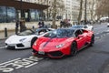 Parade of Lamborghini Aventador in London, England, United Kingdom