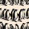A parade of penguins playing musical instruments and marching to a jazzy New Years Eve tune1