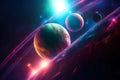 parade of planets, beautiful glow of planets in space generative ai