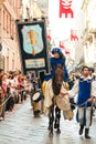 Parade of a prince on horseback, Palio in Italy