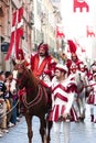 Parade of a prince on horseback, Palio in Italy