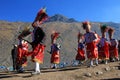Parade at Quyllurit'i inca festival in the peruvian andes near ausangate mountain.