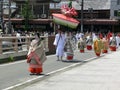 Parade of traditional Aoi festival, Kyoto Japan. Royalty Free Stock Photo