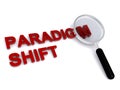 paradigm shift under magnifier glass on white Royalty Free Stock Photo