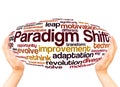 Paradigm Shift word cloud hand sphere concept