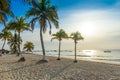 Paradise Beach also called Playa Paraiso at sunrise - beautiful and tropical caribbean coast of Tulum in Quintana Roo, Riviera Royalty Free Stock Photo