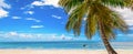 Paradise beach beautiful white sand with palm tree in the resort Royalty Free Stock Photo