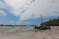 Paradise beach with boat coverup