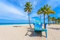 Paradise beach at Fort Lauderdale in Florida on a beautiful sumer day. Tropical beach with palms at white beach. USA Royalty Free Stock Photo