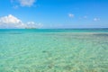 Paradise beach on island caye Carrie Bow Cay Field Station, Caribbean Sea, Belize. Tropical destination