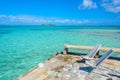 Paradise beach on island caye Carrie Bow Cay Field Station, Caribbean Sea, Belize. Tropical destination