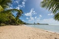 Paradise beach and palm tree, Guadeloupe island, Caribbean Royalty Free Stock Photo