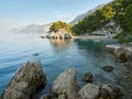 Paradise Beach Podrace surrounded by pine trees in the Croatian resort of Brela. Beautiful Adriatic Sea landscape Royalty Free Stock Photo