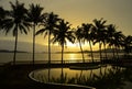 Paradise beach sunset or sunrise with tropical palm trees, Thailand Royalty Free Stock Photo