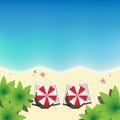 Paradise beach top view, square vector illustration