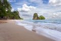 Paradise beach on tropical island with blue sky at Railay beach, Krabi province, Thailand Royalty Free Stock Photo