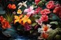 Paradise garden flowers beauty. Generate Ai