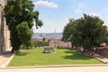 Paradise garden at Prague Castle south side and Prague cityscape