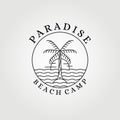 paradise , hawaii , line art palm tree logo vector illustration design graphic