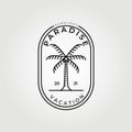 paradise , hawaii , line art palm tree logo vector illustration design graphic