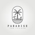 paradise , hawaii , line art palm tree logo vector illustration design graphic