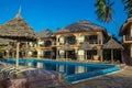 Paradise hotel on the ocean on the island of Zanzibar. Royalty Free Stock Photo