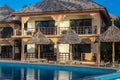 Paradise hotel on the ocean on the island of Zanzibar. Royalty Free Stock Photo