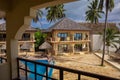 Paradise hotel on the ocean on the island of Zanzibar. Royalty Free Stock Photo