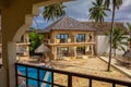 Paradise hotel on the ocean on the island of Zanzibar. Royalty Free Stock Photo